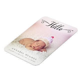 Íman Olá, New Baby Girl Boy Personalizado Magnet Fotogr