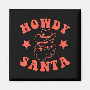Íman Olá Papai Noel Retro Groovy Cowboy Western Chri