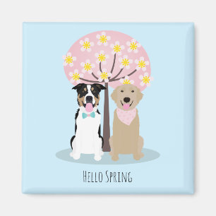 Íman Olá Primavera Cães pela Cerejeira