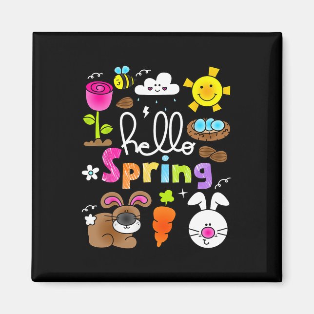 Íman Olá Primavera e Dia de Páscoa 2025 Coelho Bunny Sp (Frente)