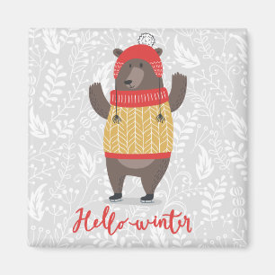 Íman Olá, Urso de Ilustração Saudável da Temporada