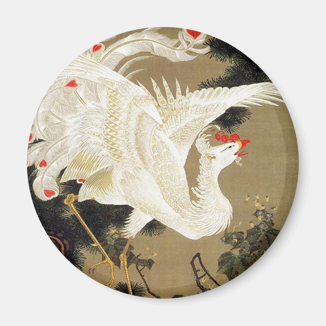 Íman Old Pine Tree e White Phoenix por Ito Jakuchu (Frente)