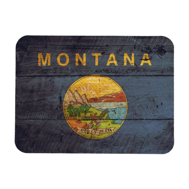 Íman Old Wood Montana Flag (Horizontal)