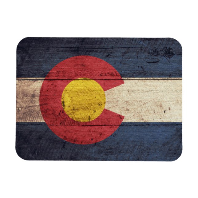 Íman Old Wooden Colorado Flag (Horizontal)