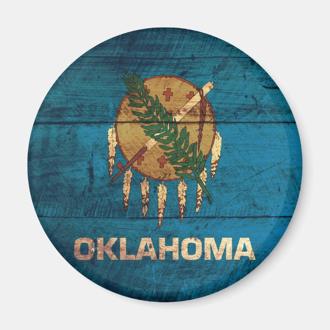Íman Old Wooden Oklahoma Flag; (Frente)