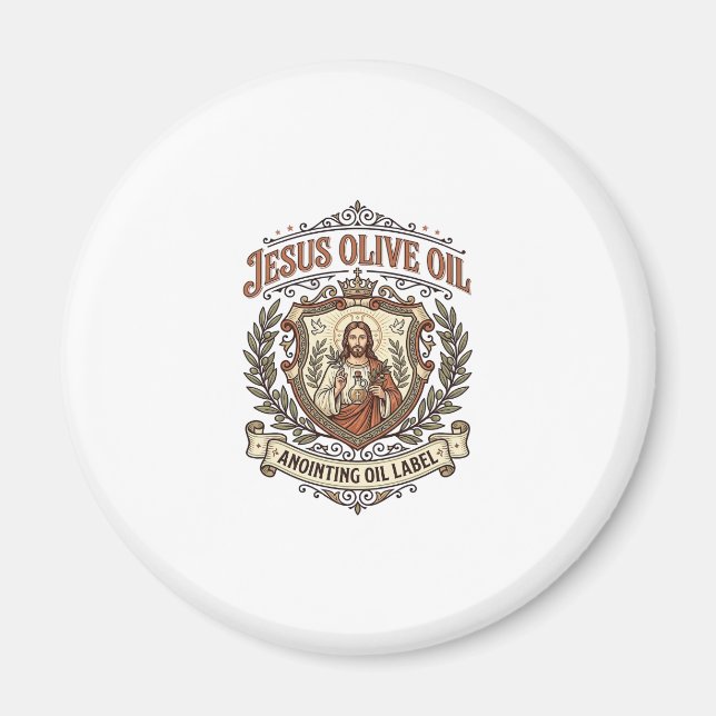 Íman Óleo de Oliveira Jesus Óleo de Unção Rótulo Jesus  (Frente)