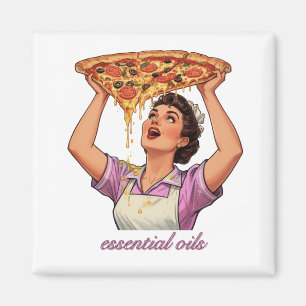 Íman Óleos Essenciais Ilustração de Pizza Engraçada F