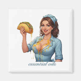 Íman Óleos Essenciais Ilustração de Taco Engraçado | Fe
