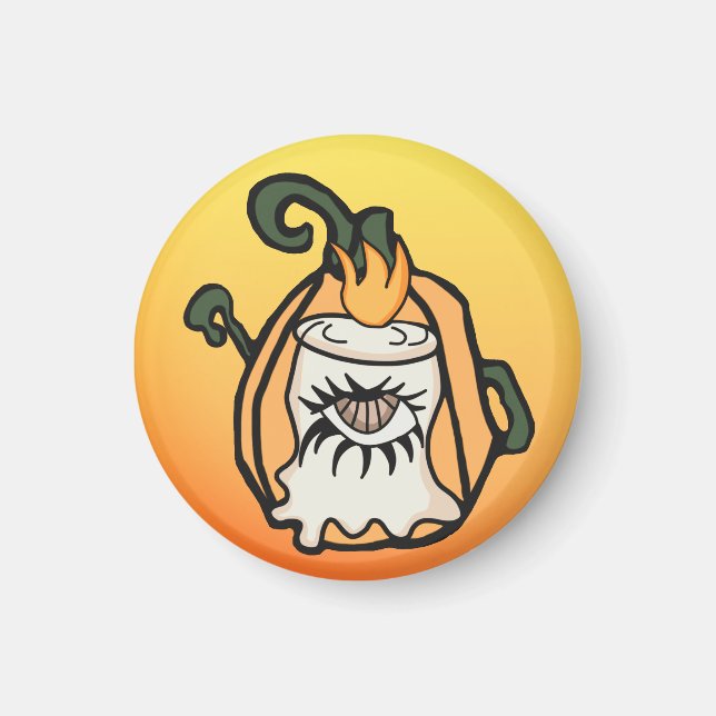 Íman Olho mimado de Pumpkin de Madeira Retro (Frente)