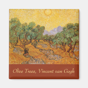 Íman Oliveiras, céu amarelo e Sun, Vincent van Gogh