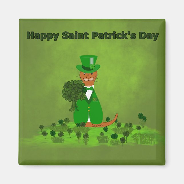Íman Oliver The Otter Picting Shamrocks - São Patrick (Frente)