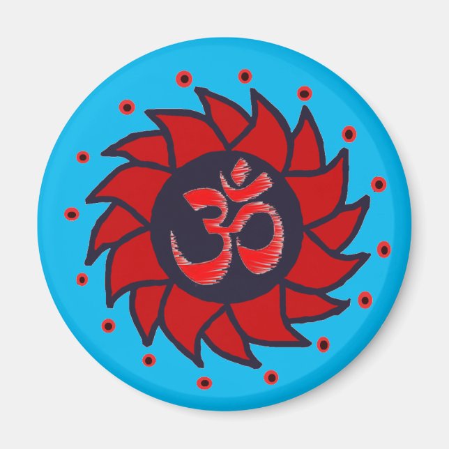 Íman Om e Red PinWheel - Yoga Magnets (Frente)