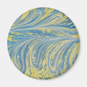 Íman Onda Abstrata Azul e Dourada