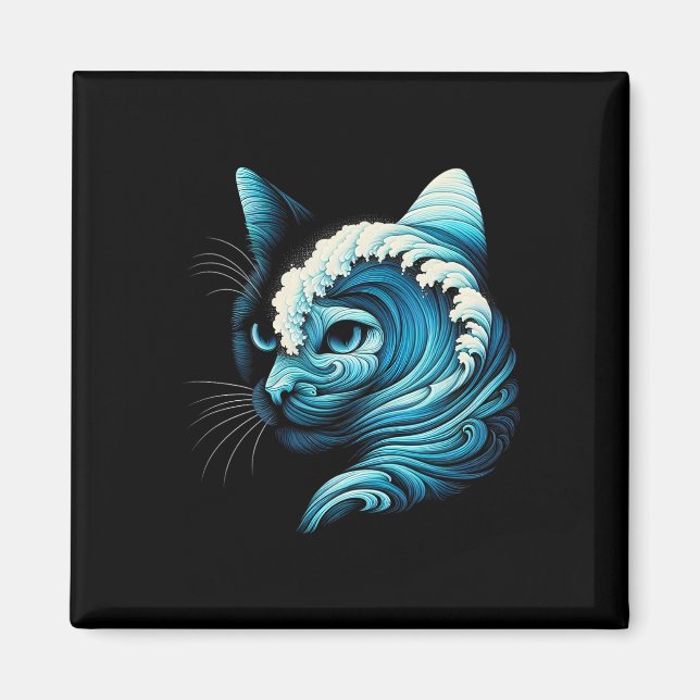 Íman Onda Azul De Gato Damas De Gato Onda De Gato Azul  (Frente)