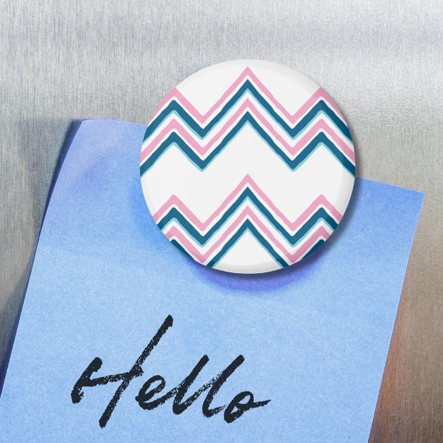Íman Onda Chevron Zaza em Rosa e Ímã Azul Profundo (Criador carregado)