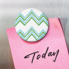 Íman Onda Chevron Zaza em Verde e Aqua Ímã