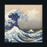 Íman Onda de Excelente HOKUSAI<br><div class="desc">"onda excelente",  kanagawa,  tsunami,  hokusai,  japonês,  "impressão de bloco de madeira",  "mount fuji views",  vintage,  famoso,  oceano</div>