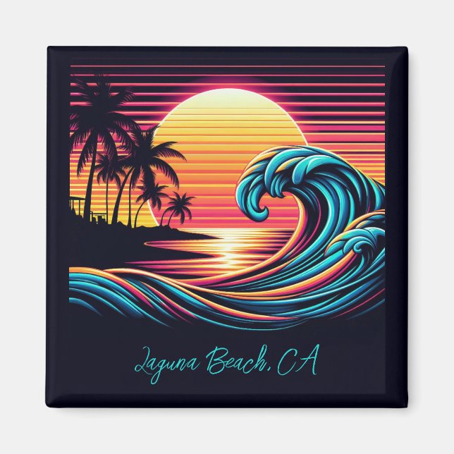 Íman Onda do Surf Retroativo Sunset (Frente)