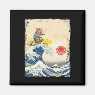 Íman Onda Grande Japonesa Fofa Kanagawa Surfando Capyra