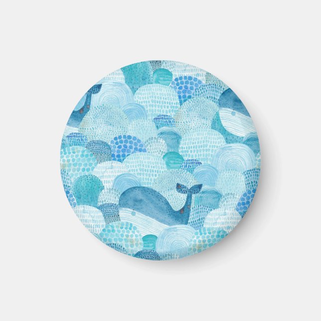 Íman Ondas, baleia, textura azul infantil (Frente)