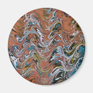 Íman Ondas em Abstrato de Arte Vermelha e Azul em Acrír