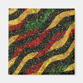 Íman Ondas Negras Amarelas Vermelhas de Brilho Festivo