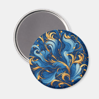 Íman Ondas Reais de Fantasia Redemoinhos de Azul e Dour