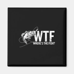 Íman Onde Está o Peixe Wtf Camiseta Divertida de Pesca