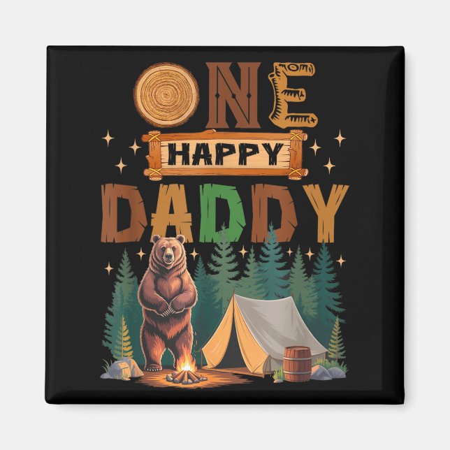 Íman One Happy Daddy Camper 1st Birthday Camng Bear  (Frente)