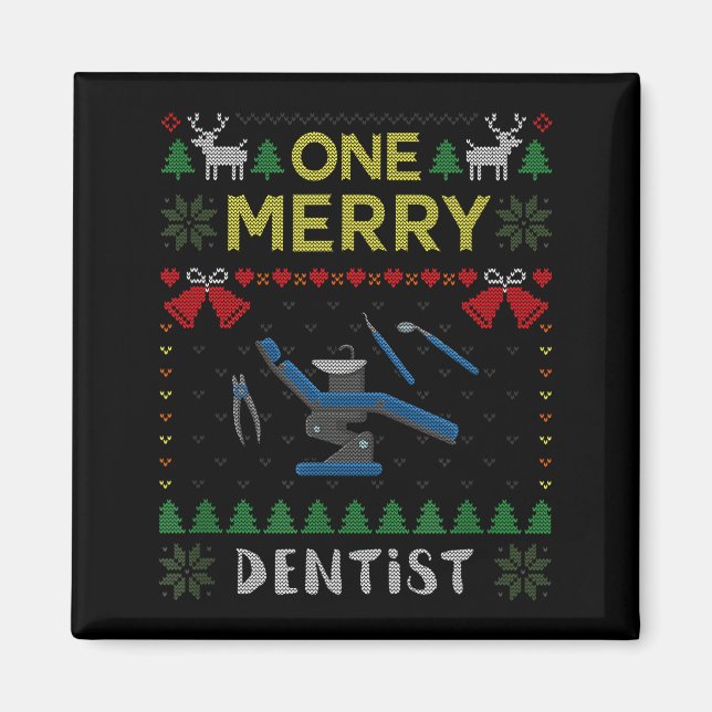 Íman One Merry Dentist Dental Doctor Ugly Christmas Swe (Frente)