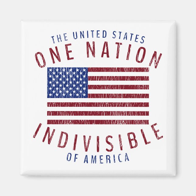 Íman One Nation Indivisible American Flag Design (Frente)