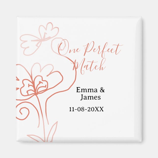 Íman One Perfect match terracotta wedding couple name f (Frente)