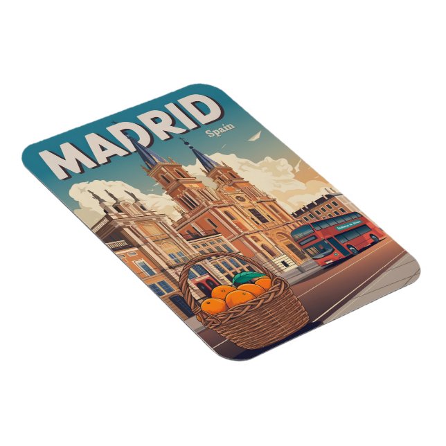 Íman ônibus de Madrid Espanha lembranças de viagem vint (Lado Direito)