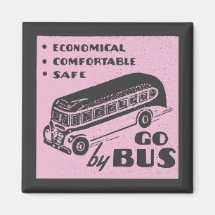 Íman Ônibus retro cor-de-rosa