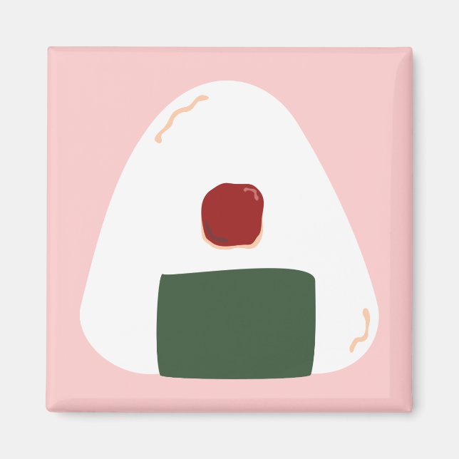 Íman "Onigiri ótimo" ~Rosa.~ Magnetos quadrados (Frente)