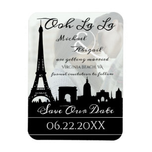 Íman Ooh La La Paris Skyline Custom Photo Save the Date