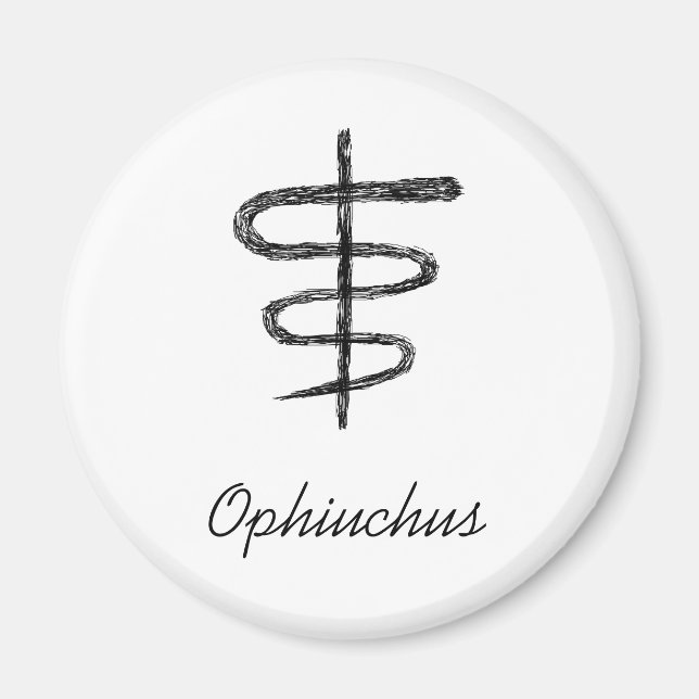 Íman Ophiuchus. Sinal Zodíaco. Sketch Preto. (Frente)