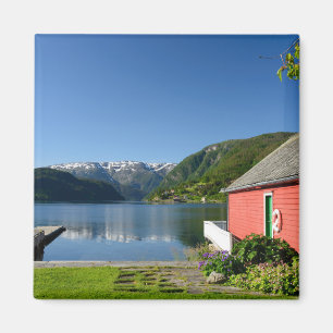 Íman Opinião norueguesa do fiorde e ímã do boathouse