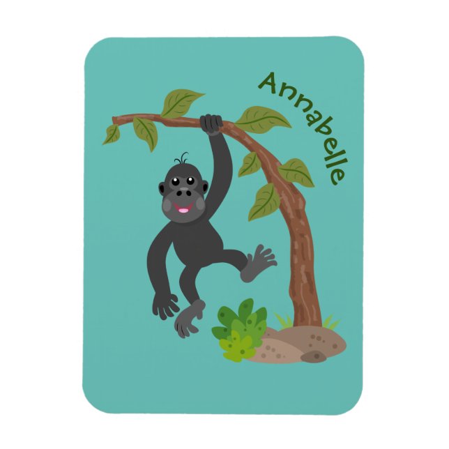 Íman Óptica de desenho animado de gorila de bebê feliz (Vertical)