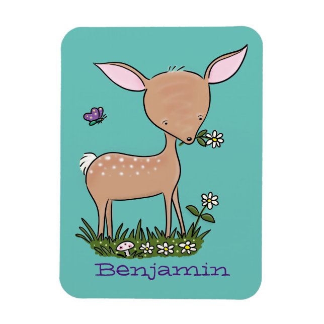 Íman Óptica de desenho animado de veado de bebê feliz (Vertical)