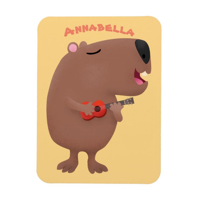 Íman Óptica desenho animado de capybara ukulele (Vertical)
