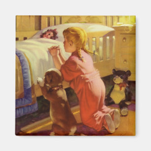 Íman Orações do tempo de dormir, Menina com Puppy, Re
