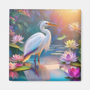Íman Orange Billed White Heron Fantasy Bird