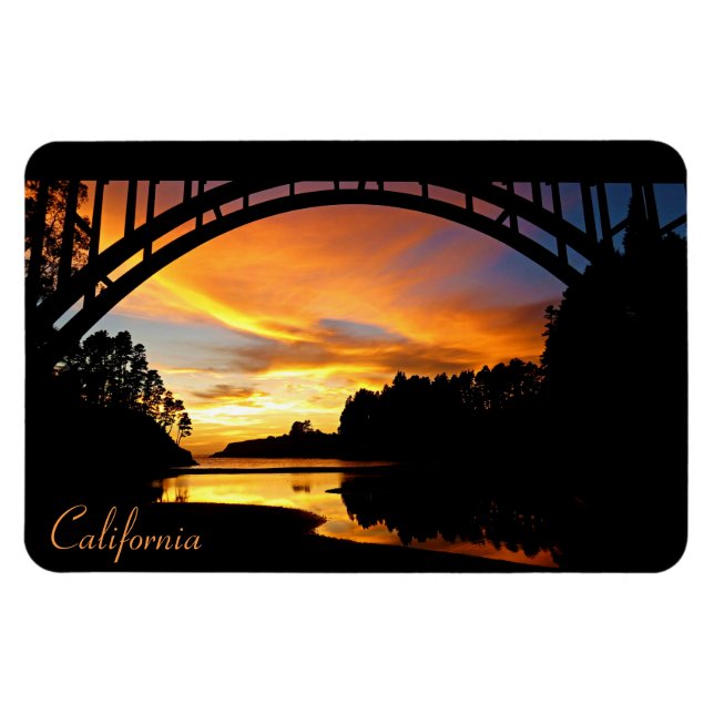 Íman Orange California Costeira Sunset Sob Ponte (Horizontal)