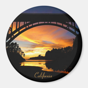 Íman Orange California Costeira Sunset Sob Ponte