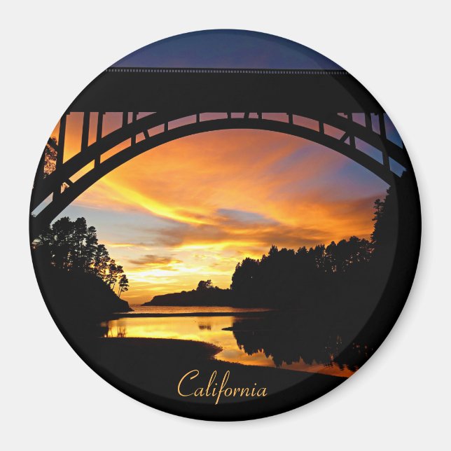 Íman Orange California Costeira Sunset Sob Ponte (Frente)