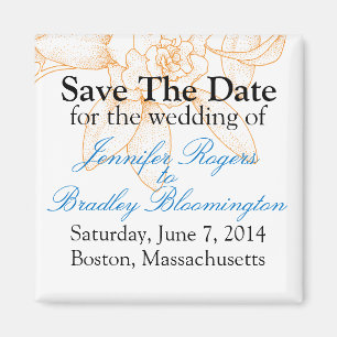 Íman Orange Floral Salva A Data De Casamento Amigos