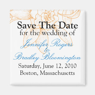 Íman Orange Floral Salva A Data De Casamento Amigos