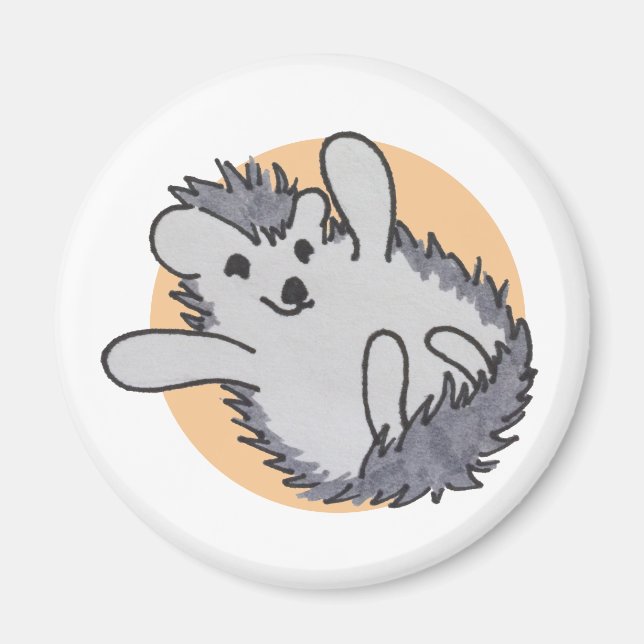 Íman Orange Happy Cute Hedgehog (Frente)