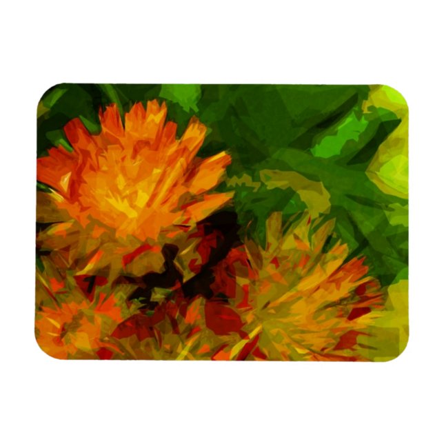 Íman Orange Hawkweed Blossoms Abstrato Impressionismo (Horizontal)